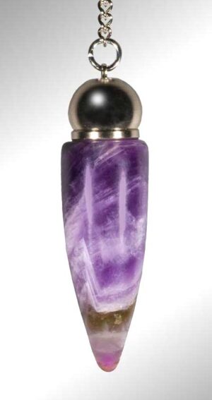 Amethyst Quartz Crystal Cone Dowsing Pendulum with Witness Chamber