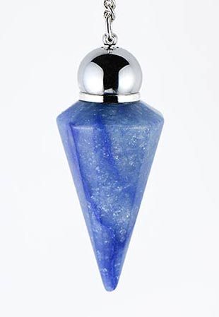 Brazilian Blue Quartz Crystal Faceted Chamber Dowsing Pendulum